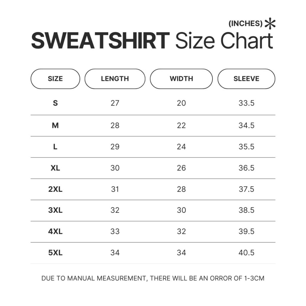 Sweatshirt Size Chart - Team Fortress 2 Merch