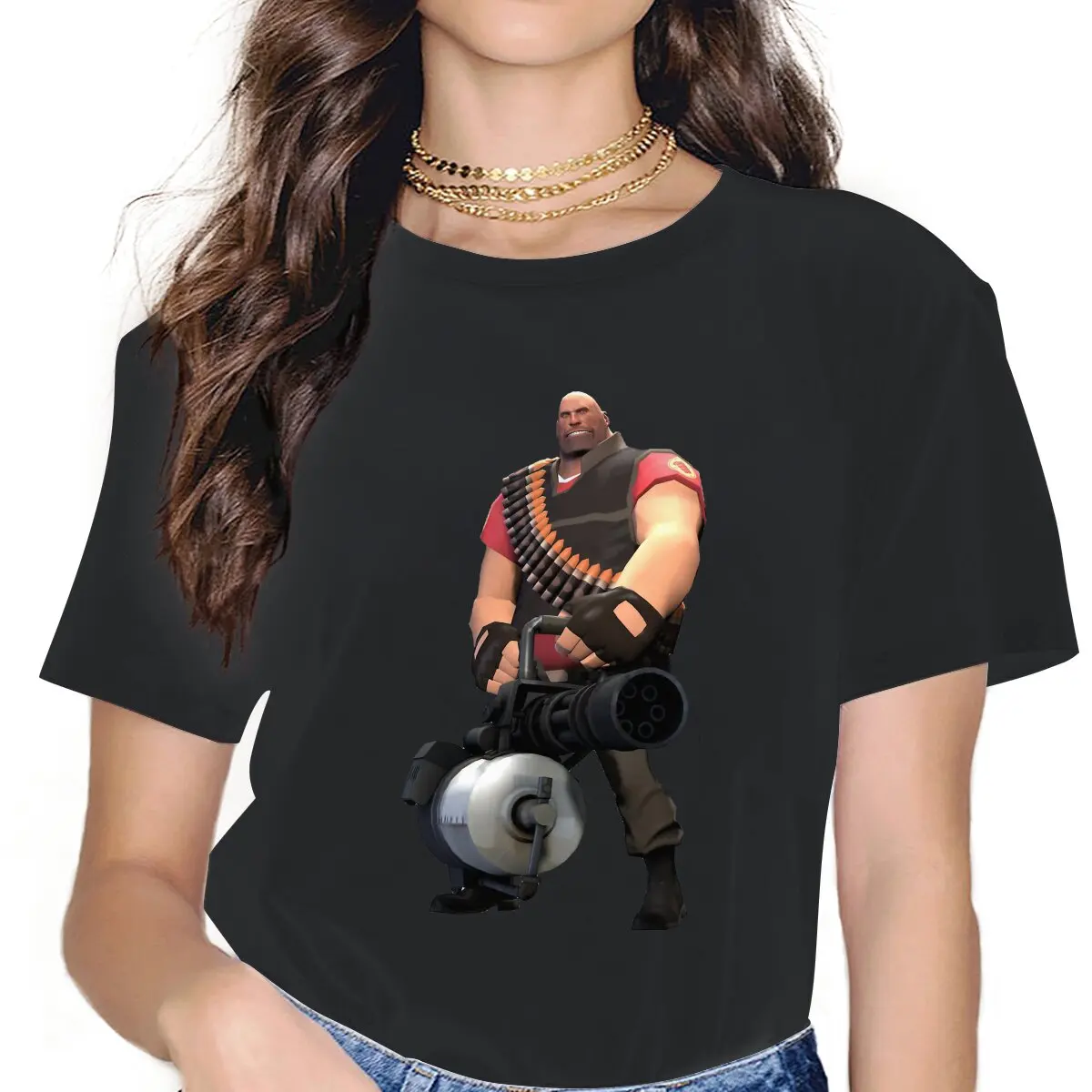 Women s Angry Heavy T Shirts Team Fortress 2 Shooter Game Pure Cotton Clothes Funny Short - Team Fortress 2 Merch