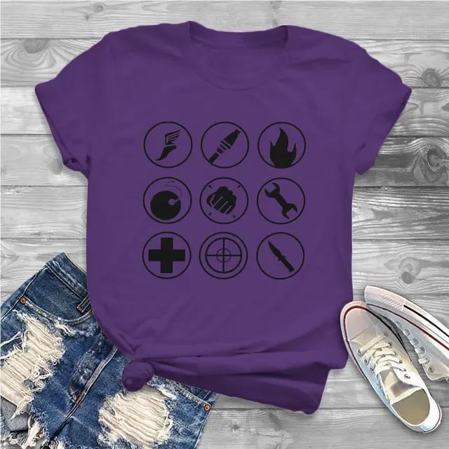Women s Class Icons T Shirts Team Fortress 2 Shooter Game 100 Cotton Tops Funny Short.jpg 640x640 8 - Team Fortress 2 Merch